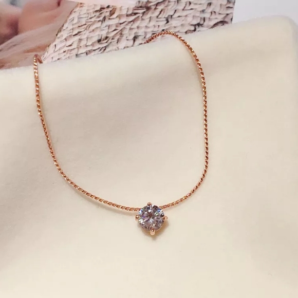 18k Rose Gold Solitaire Necklace - Picture 6 of 8
